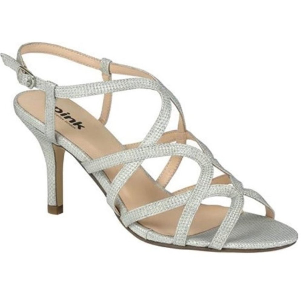 PINK PARADOX LONDON SILVER RICH HEEL SANDALS- Shoe